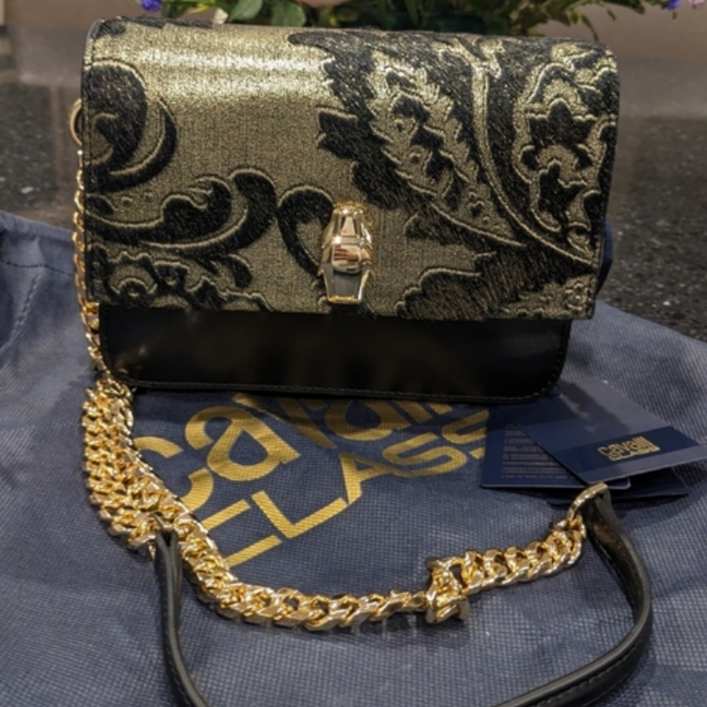 Roberto Cavalli Paisley Soft Calf Hair Shoulder / Crossbody Bag + Dust Bag Nwt - Picture 7 of 14